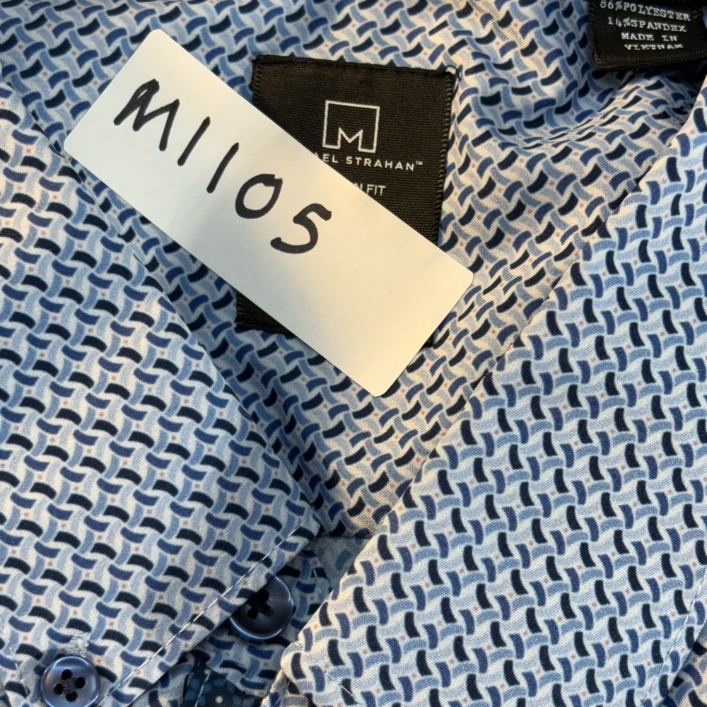 Stylish Men's Blue Patterned Button Down Shirt - image 7